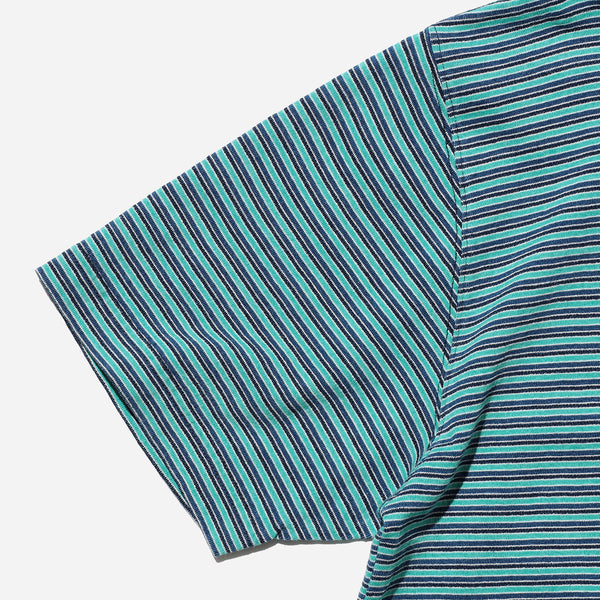 INDIGO STRIPE POCKET T-SHIRT - GREEN