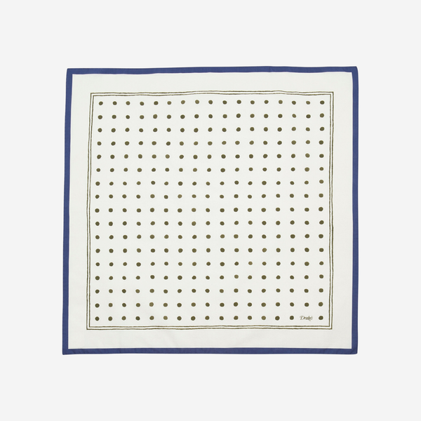 POLKA DOT BANDANA SCARF - WHITE/OLIVE