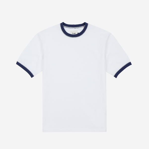 ACCENT RINGER T-SHIRT - WHITE/NAVY