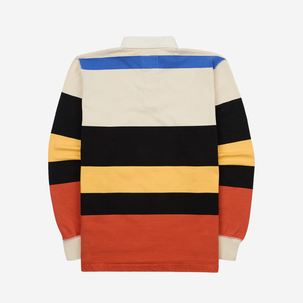 MULTI STRIPE RUGBY SHIRT - ECRU/BLACK-ORANGE