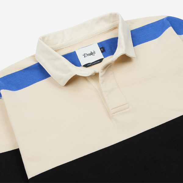 MULTI STRIPE RUGBY SHIRT - ECRU/BLACK-ORANGE