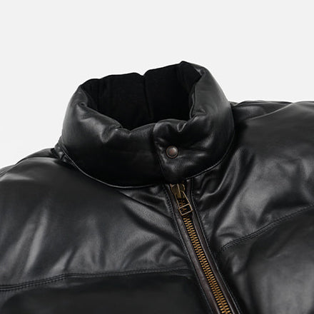 SNOWDON LEATHER DOWN JACKET - BLACK