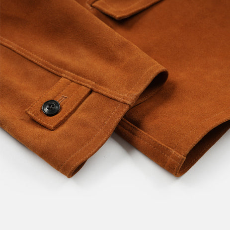 SUEDE FRENCH CAR COAT - CAMEL