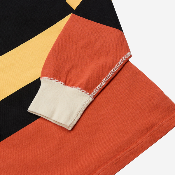 MULTI STRIPE RUGBY SHIRT - ECRU/BLACK-ORANGE