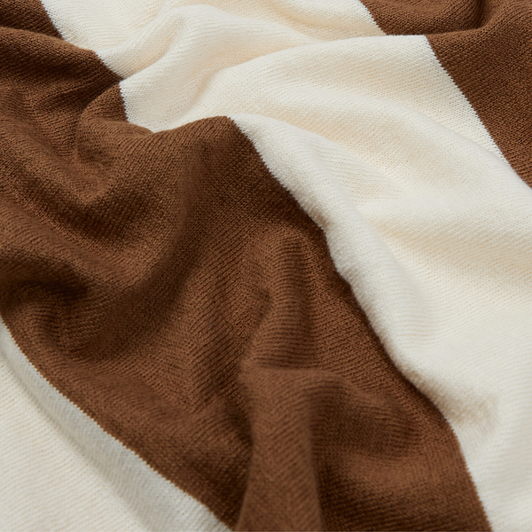 STRIPED KNIT SS CREW SWEAT - ECRU/TOBACCO
