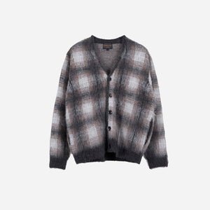 Pendleton - Pendleton Made for Japan Mohair Plaid Cardigan - Grey/Ivory -  - Main Front View
