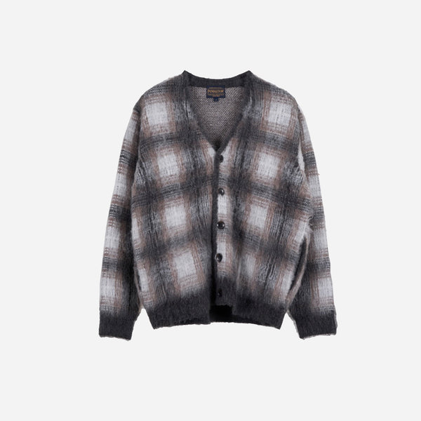 Pendleton Made for Japan Mohair Plaid Cardigan - Grey/Ivory