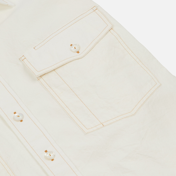 MK II CONTRAST STITCH WORK SHIRT - WHITE/ORANGE