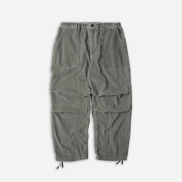 CORDUROY BANDING WIDE FATIGUE PANTS - OLIVE