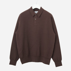 Yonetomi - LIGHT WAVE COTTON POLO - BROWN -  - Main Front View