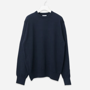 Yonetomi - AMERICAN WOOL KNIT CREW - NAVY -  - Main Front View