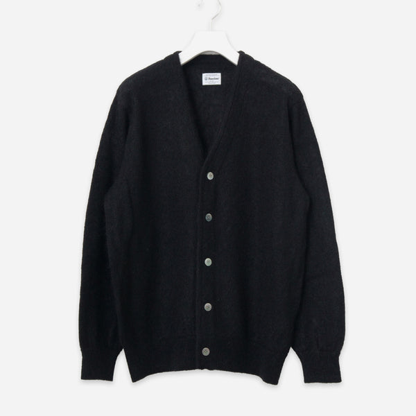 SHAGGY PLAIN MOHAIR CARDIGAN - BLACK