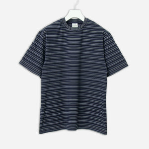 Yonetomi - RANDOM BORDER T-SHIRT - BLACK/NAVY -  - Main Front View