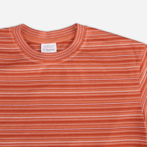 Yonetomi - RANDOM BORDER T-SHIRT - TERRACOTTA/WHITE -  - Alternative View 1