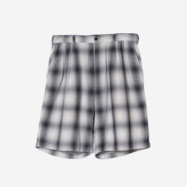 TWO-PLEAT SHORTS - GREY/BONE