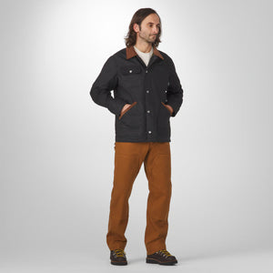 Danner - Danner Shipyard Wax Jacket Navy - Man wearing a black jacket and brown pants on a white background - Alternative View 1