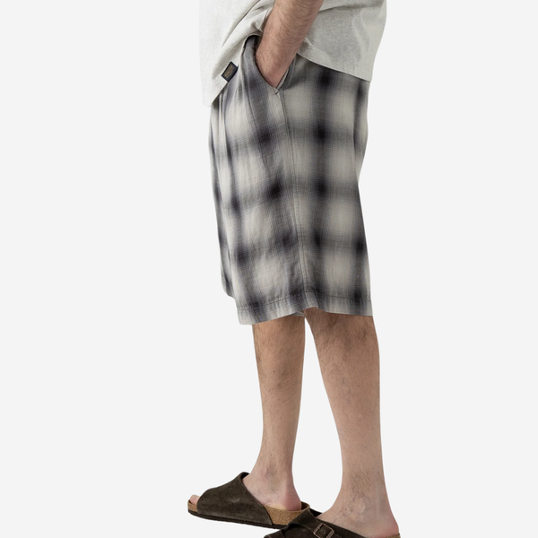 TWO-PLEAT SHORTS - GREY/BONE