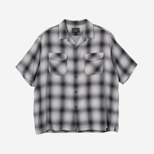 OPEN COLLAR SHIRT - S/S - GRAY/BONE