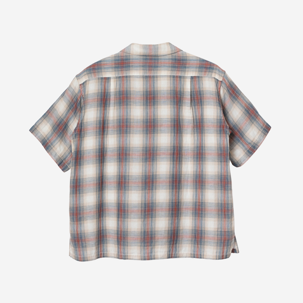 OPEN COLLAR SHIRT - S/S - RUST/NAVY