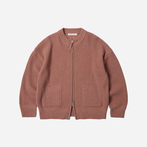 Frizmworks - WOOL DECK ZIP UP CARDIGAN - INDIAN PINK -  - Main Front View