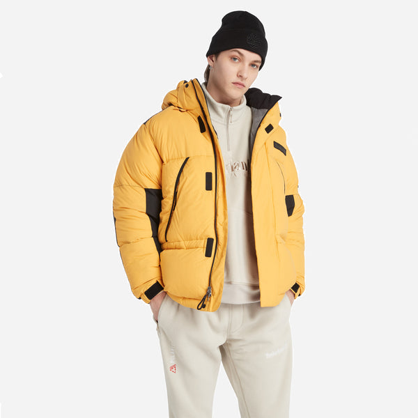 VINTAGE RECYLCED DOWN HOODED JACKET - YELLOW/BLACK