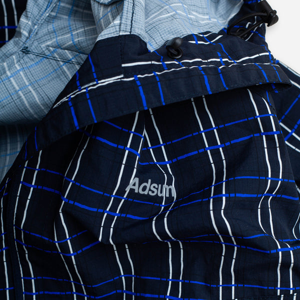 CALIPER HOODED RAIN JACKET - BLACK/BLUE PLAID