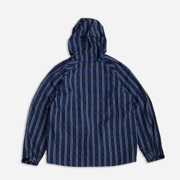 CALIPER HOODED RAIN JACKET - BLACK/BLUE PLAID