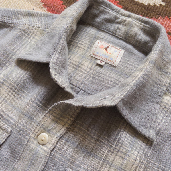 WASHED FLANNEL WORK SHIRT - LATE FROST