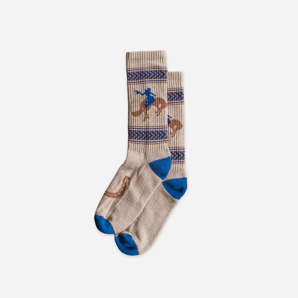 Wythe Recycled Cotton Jacquard Socks - Bucking Bronc