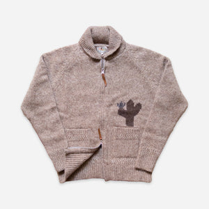 Wythe - ALPACA HANDMADE COWICHAN CARDIGAN - ARMADILLO -  - Main Front View