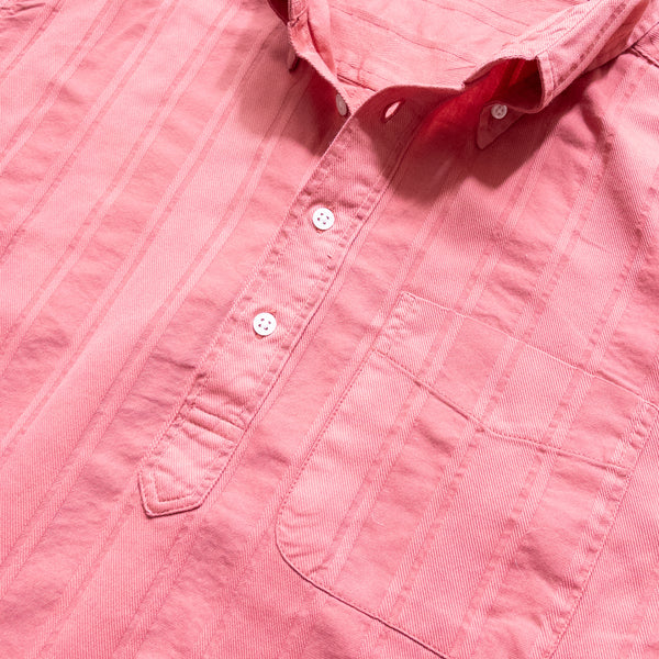 FRENCH HICKORY POPOVER SHIRT - POPPY RED