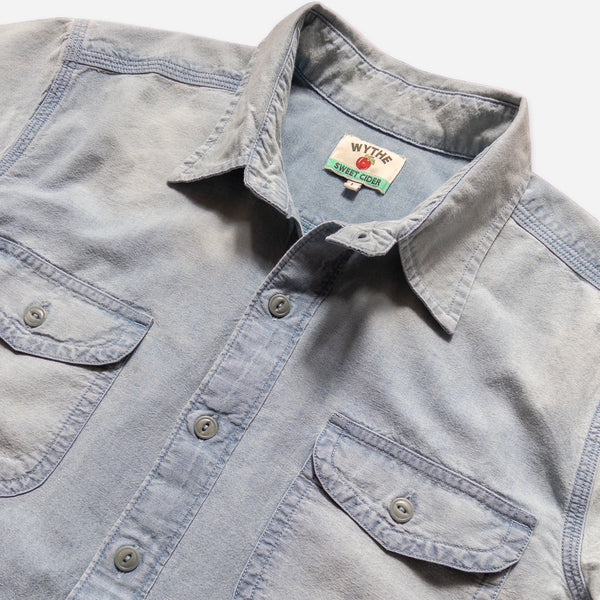 EMBROIDERED CHAMBRAY SHIRT - WASHED AND FADED