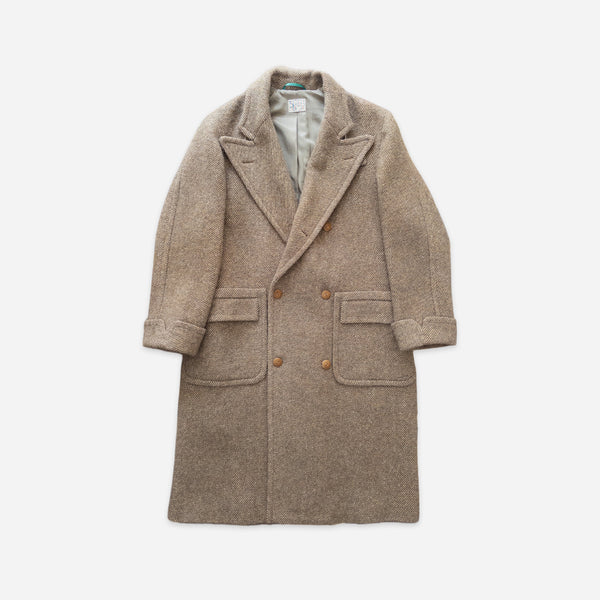 Wythe Polo Coat - Olive/Cream Alpaca Twill