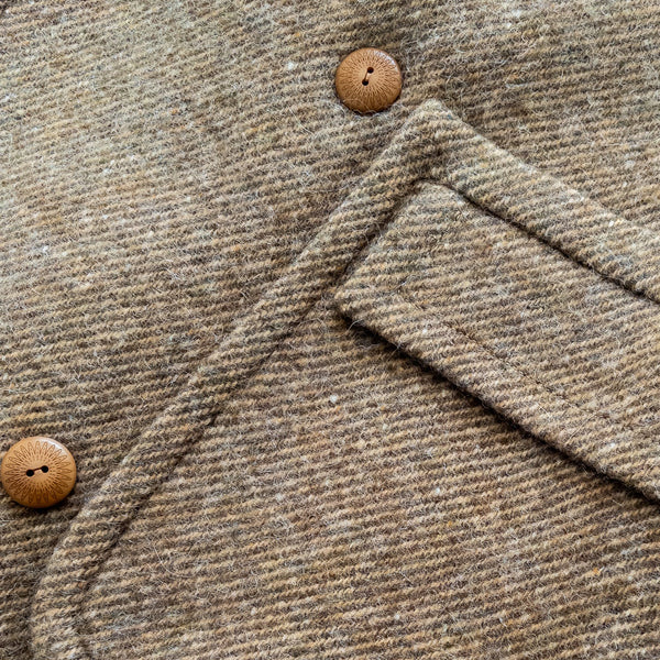 Wythe Polo Coat - Olive/Cream Alpaca Twill