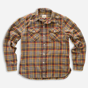 Wythe - WASHED FLANNEL WORKSHIRT - DUSK PLAID -  - Main Front View