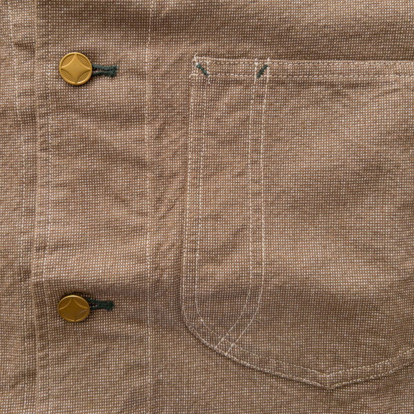 HEAVY PINPOINT CANVAS BARN JACKET - BROWN