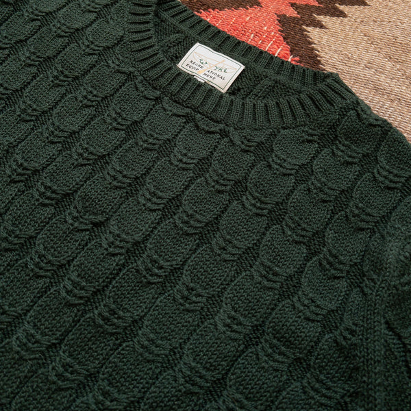 Wythe Highland Wool Cableknit Sweater - Evergreen
