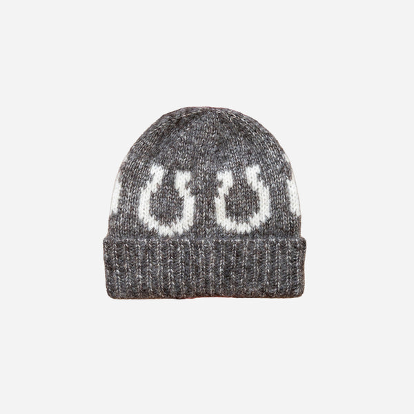 Wythe Alpaca Cotton Horseshoe Beanie - Charcoal