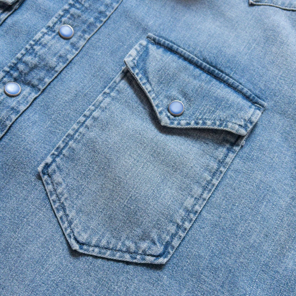 DENIM PEARLSNAP SHIRT - WASHED INDIGO