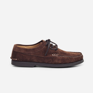 Arrow Moccasin Company - OG SUEDE BLUCHER SHOE - DARK BROWN -  - Main Front View