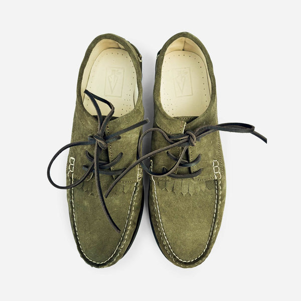 HYANNIS FRINGE MOC - OLIVE SUEDE