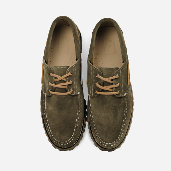 MARBLEHEAD LUG BOAT SHOE - OLIVE SUEDE