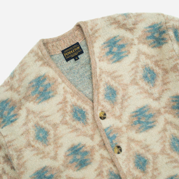 SHAGGY CARDIGAN - BEIGE/BLUE BABY