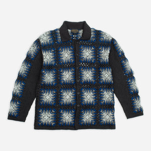 Pendleton - CROCHET POLO BUTTON KNIT - BLUE/GREY -  - Main Front View