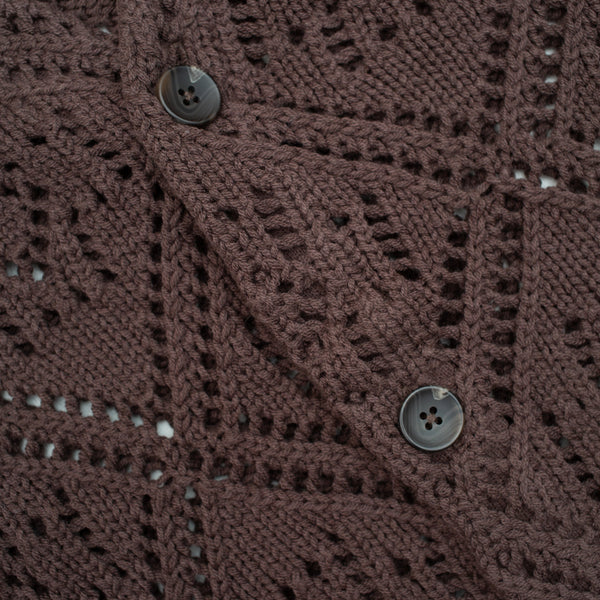 LACE STITCH CARDIGAN - BROWN