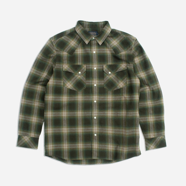WYATT WESTERN SHIRT - OLIVE MULTI PLAID