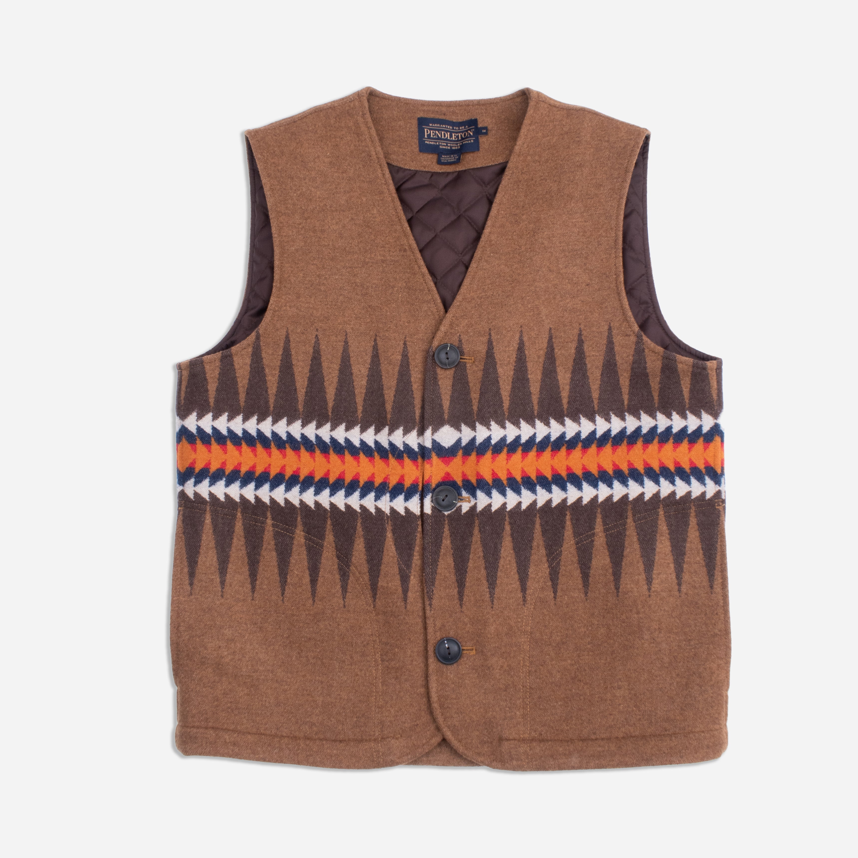 Pendleton QUILTED FIELD WOOL VEST - SAWTOOTH RIDGE BROWN - The