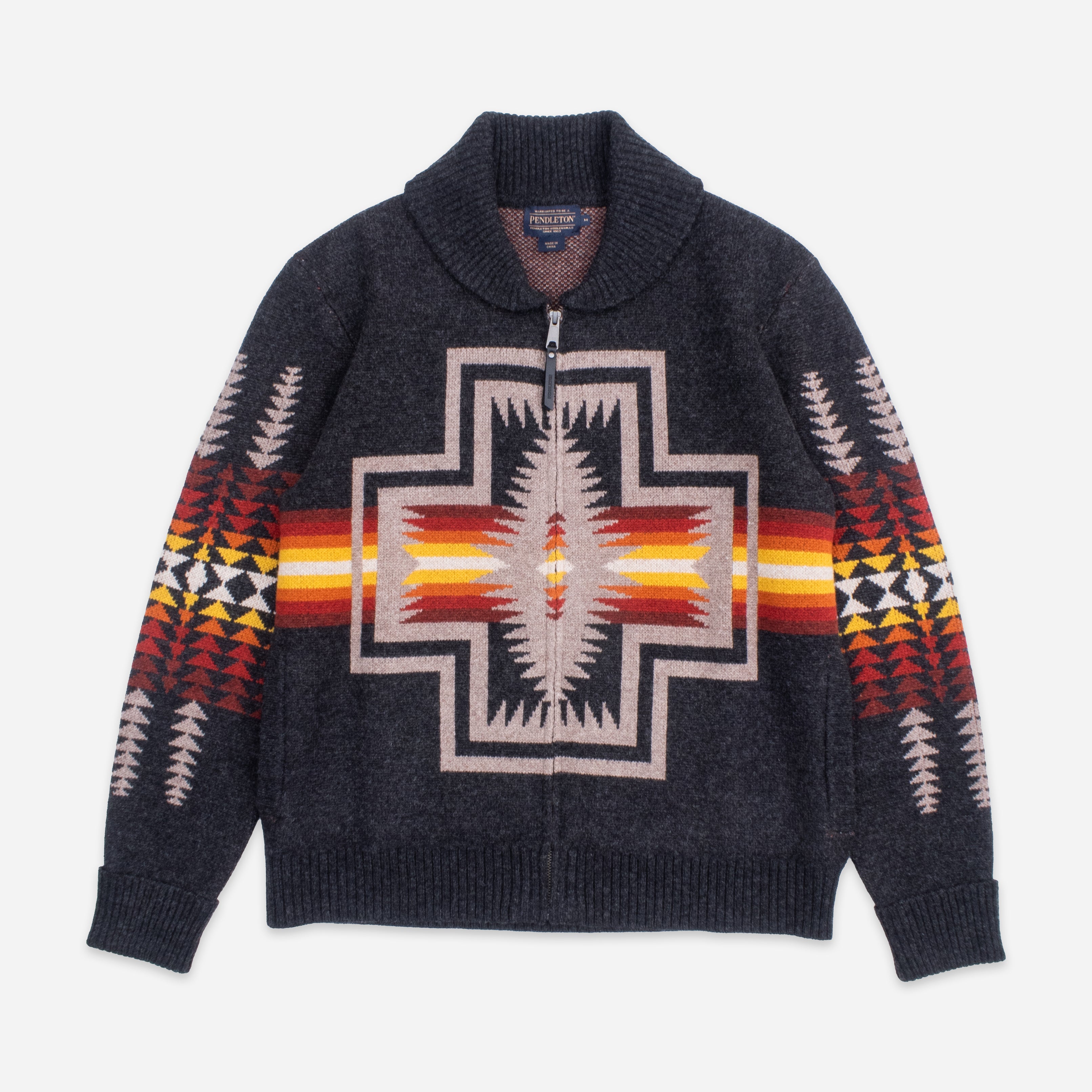 Pendleton HARDING ZIP WOOL CARDIGAN - HARDING OXFORD GREY - The
