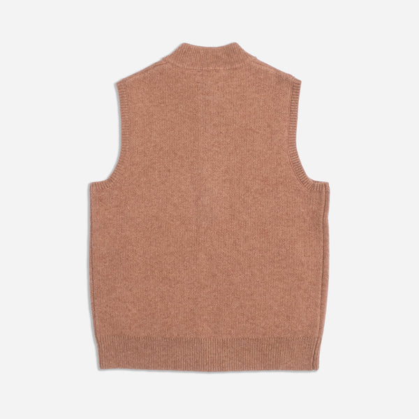 WOOL SWEATER VEST - TAN MIX