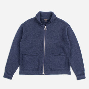 Pendleton - CHUNKY LAMBSWOOL ZIP CARDGIAN - NAVY -  - Main Front View